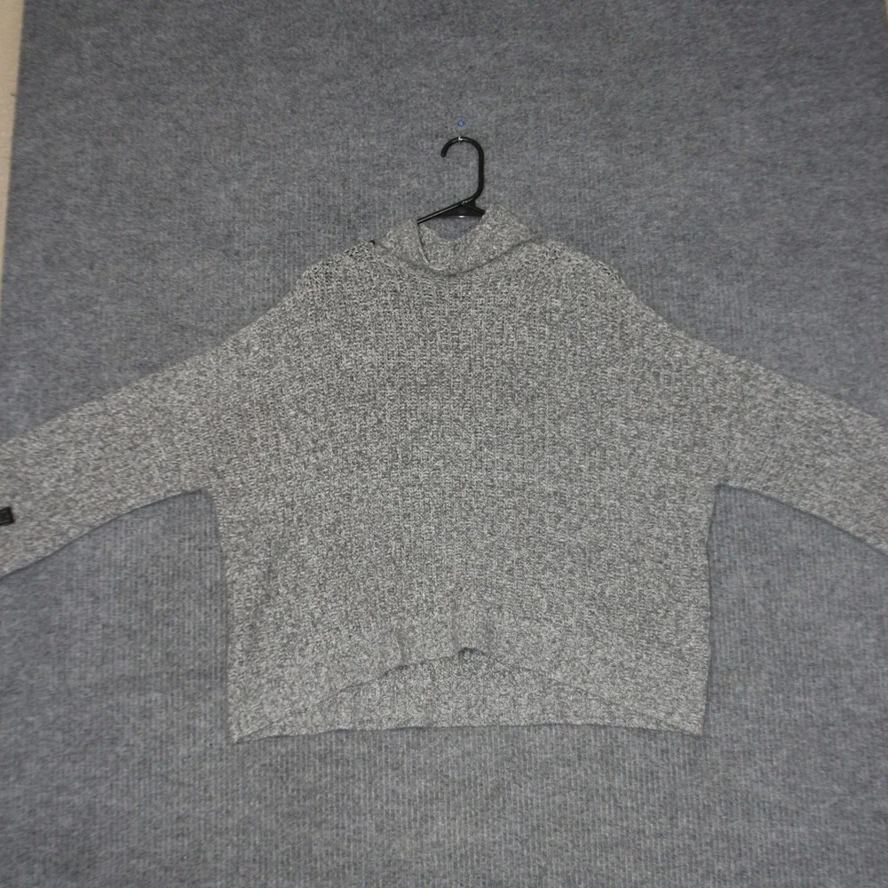 American Eagle Sweater Womens M Gray Mock Neck Marled‎ Knit Boxy Pullover